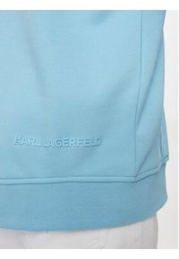 Karl Lagerfeld - KARL LAGERFELD Bluza 705000 542900 Błękitny Regular Fit. Typ kołnierza: dekolt w karo. Kolor: niebieski. Materiał: bawełna
