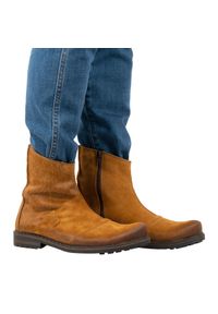 Olivier Buty męskie sztyblety skórzane 553KZ rude brązowe. Okazja: na co dzień. Zapięcie: zamek. Kolor: brązowy. Materiał: skóra. Styl: casual #1