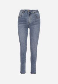 Born2be - Niebieskie Jeansy o Kroju Skinny z Wysokim Stanem Solarie. Okazja: na co dzień. Stan: podwyższony. Kolor: niebieski. Styl: sportowy, casual #7