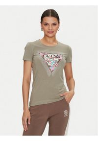 Guess T-Shirt Cherry Flower W4YI26 J1314 Zielony Slim Fit. Kolor: zielony. Materiał: bawełna #1