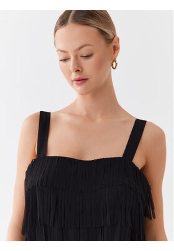 Sisley Top 5AM2LH00S Czarny Regular Fit. Kolor: czarny. Materiał: syntetyk
