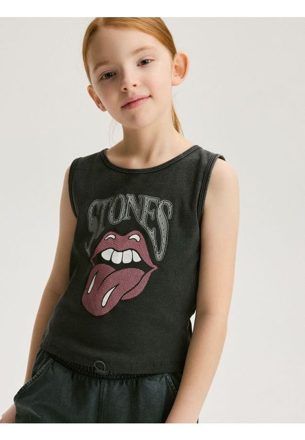 Reserved - T-shirt z motywem Rolling Stones - czarny. Kolor: czarny. Materiał: bawełna