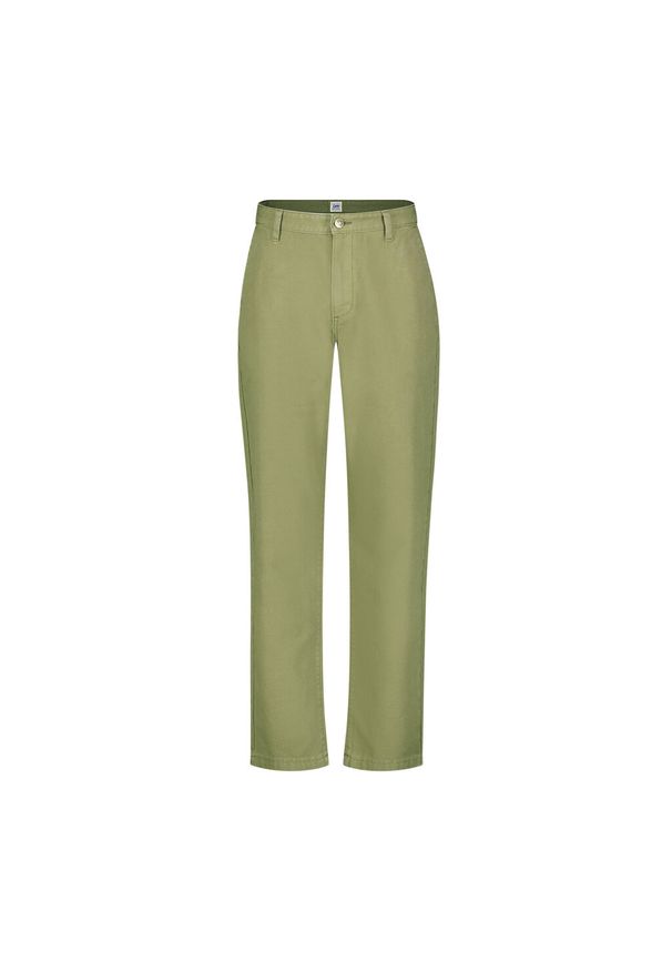 Lee - LEE MĘSKIE SPODNIE MATERIAŁOWE RELAXED WORKWEAR CHINO MERCANTIL GREEN 112355786 L78K008526. Materiał: materiał