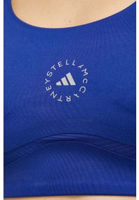 Adidas by Stella McCartney - adidas by Stella McCartney biustonosz sportowy TruePurpose kolor niebieski. Kolor: niebieski. Materiał: skóra, dzianina, materiał. Rodzaj stanika: wyciągane miseczki. Wzór: ze splotem. Sport: fitness, taniec #5