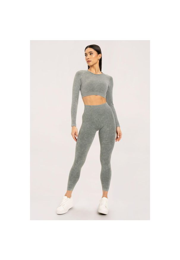 GYM GLAMOUR - Legginsy fitness damskie Gym Glamour sprane. Kolor: zielony. Sport: fitness