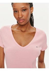Tommy Jeans T-Shirt Essential DW0DW17385 Różowy Slim Fit. Kolor: różowy. Materiał: bawełna #2