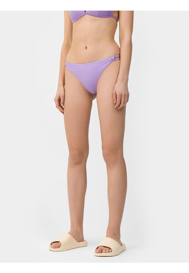 4f - 4F Dół od bikini z materiałów z recyklingu damski S. Stan: obniżony. Kolor: fioletowy. Materiał: materiał