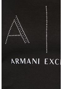 Armani Exchange - Top 8NYT83.YJ16Z. Kolor: czarny. Materiał: dzianina. Wzór: nadruk #3