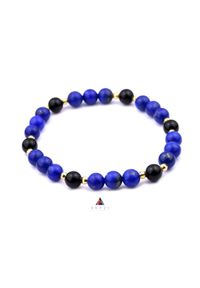 Brazi Druse Jewelry - Bransoletka Lapis Lazuli i Onyks. Materiał: pozłacane, srebrne. Wzór: gładki, aplikacja. Kamień szlachetny: onyks, lapis lazuli