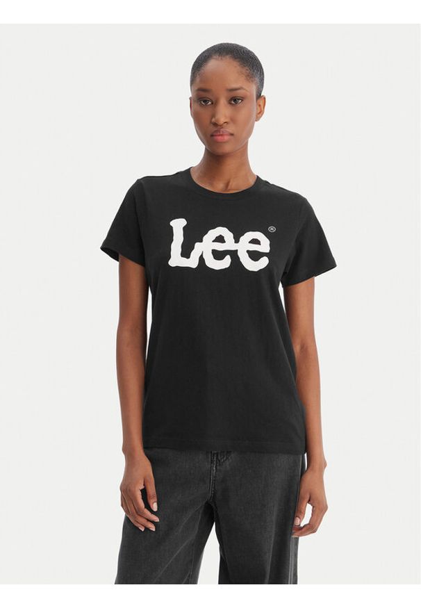 Lee T-Shirt Logo Tee L42UER01 112109467 Czarny Regular Fit. Kolor: czarny. Materiał: bawełna
