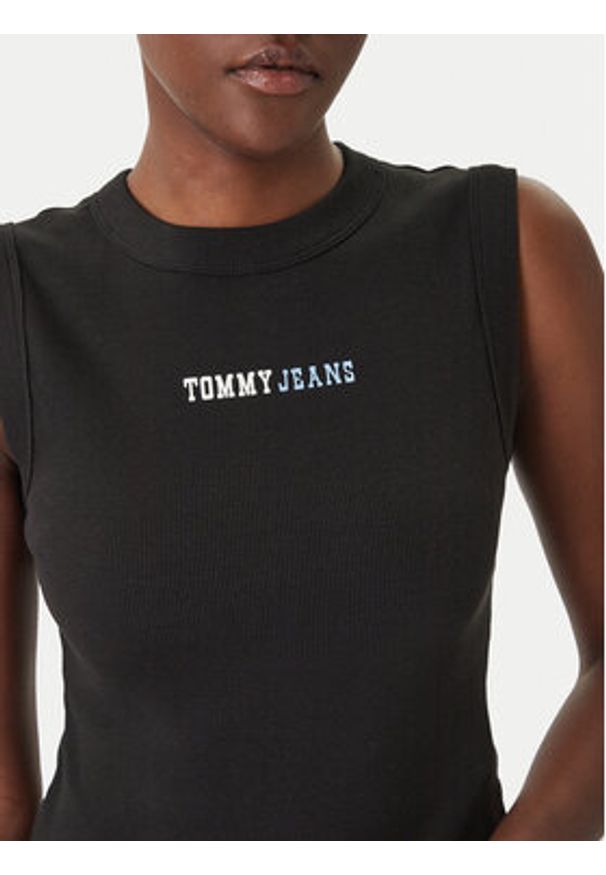 Tommy Jeans Top DW0DW22577 Czarny Slim Fit. Kolor: czarny. Materiał: bawełna