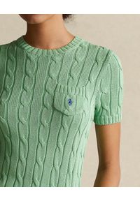 Ralph Lauren - RALPH LAUREN - Zielony sweter z krótkimi rękawami Slim fit. Typ kołnierza: polo. Kolor: zielony. Materiał: tkanina. Długość rękawa: krótki rękaw. Długość: krótkie #3