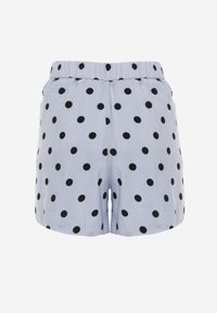Renee - Niebieskie Wiskozowe Spódnico-Spodenki w Kropki w Stylu Retro z Wiązaniem w Talii Deneia. Okazja: na co dzień. Kolor: niebieski. Materiał: wiskoza. Długość: krótkie. Wzór: kropki. Styl: retro #4