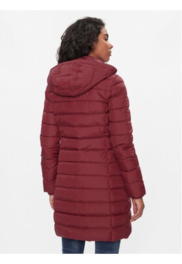 Tommy Jeans Kurtka puchowa Essential DW0DW09060 Bordowy Slim Fit. Kolor: czerwony. Materiał: syntetyk