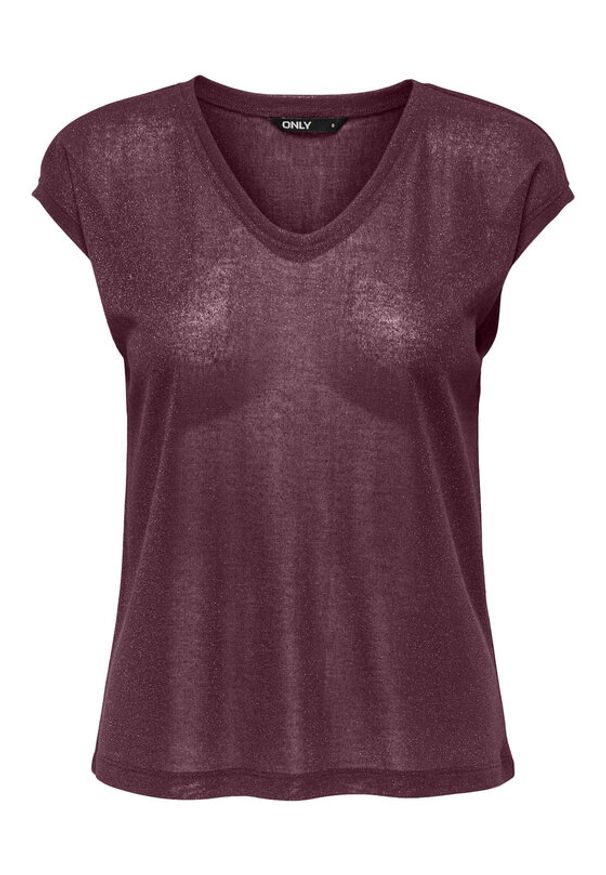 only - ONLY T-Shirt Silvery 15136069 Bordowy Loose Fit. Kolor: czerwony. Materiał: syntetyk