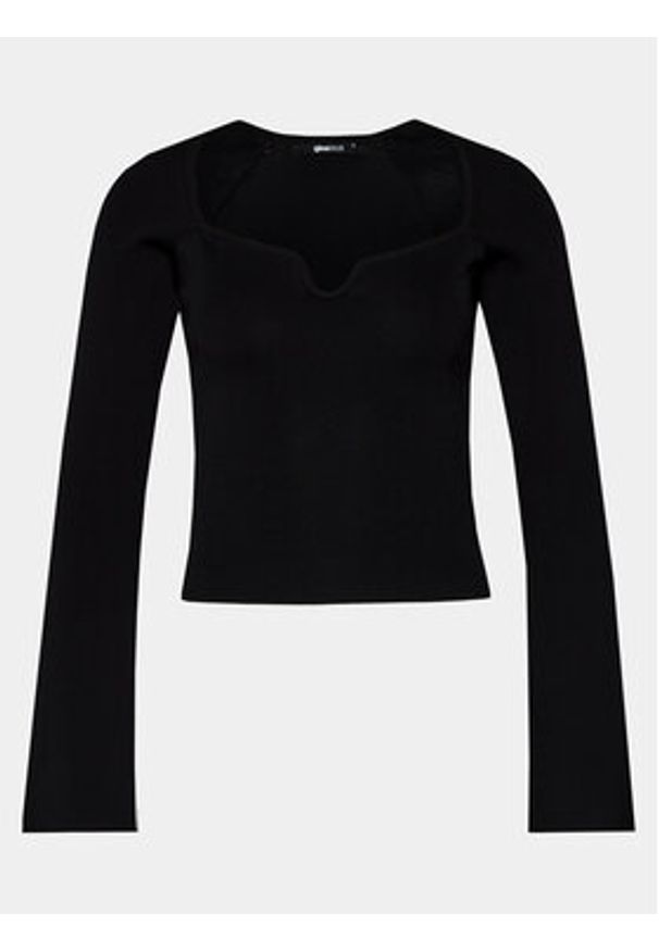 Gina Tricot Bluzka 20657 Czarny Slim Fit. Kolor: czarny. Materiał: wiskoza