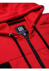 Ombre Clothing - Bluza męska rozpinana z kapturem B1073 - czerwona - XXL. Typ kołnierza: kaptur. Kolor: czerwony. Materiał: materiał, bawełna, poliester #7