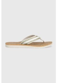 TOMMY HILFIGER - Tommy Hilfiger japonki TH CORK SANDAL damskie kolor biały na płaskim obcasie FW0FW07145. Kolor: biały. Materiał: materiał. Obcas: na obcasie. Wysokość obcasa: niski #1