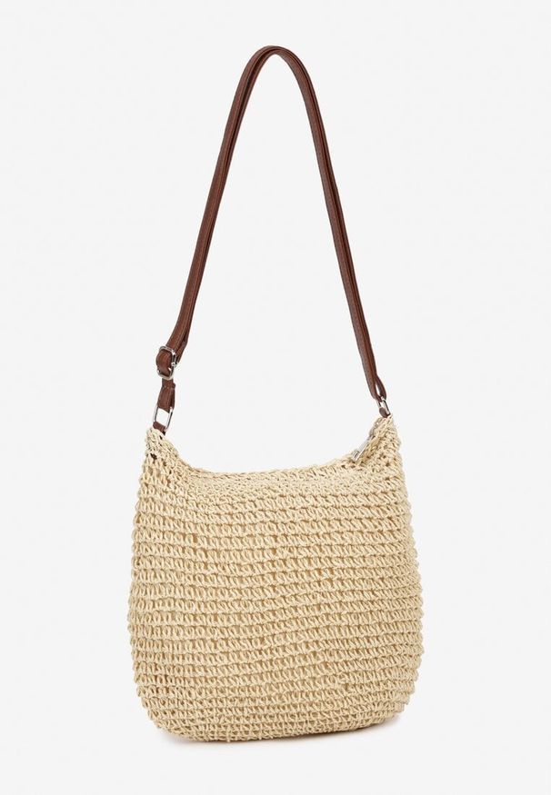 Born2be - Beżowa Torebka w Stylu Boho na Regulowanym Pasku Viollan. Kolor: beżowy. Styl: boho