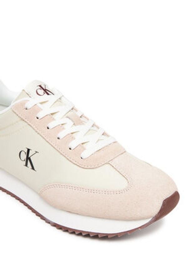 Calvin Klein Jeans Sneakersy Runner Laceup Mg Nylon Mix YW0YW01828 Écru. Materiał: materiał
