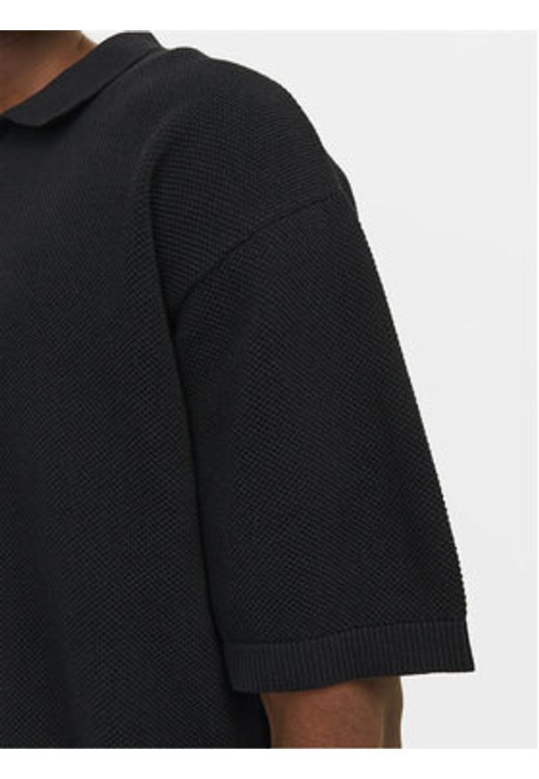 Jack & Jones Polo Linen 12252748 Czarny Regular Fit. Typ kołnierza: polo. Kolor: czarny. Materiał: bawełna