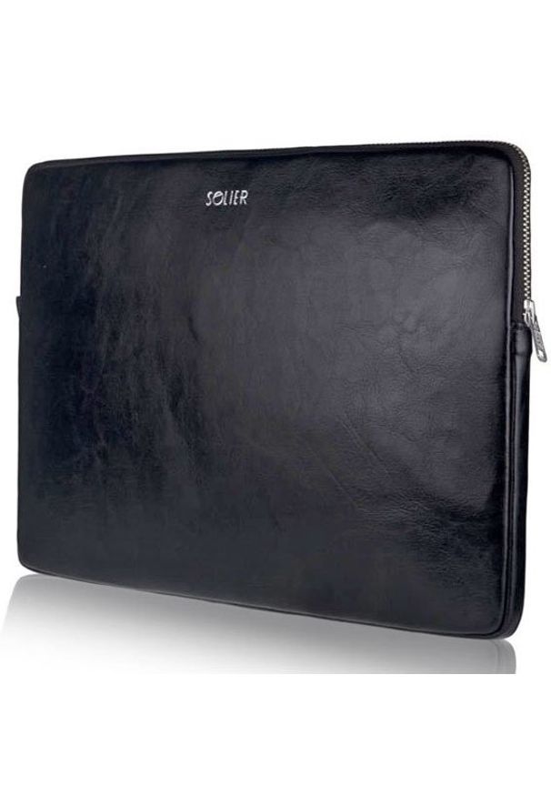 Czarne etui na laptopa Solier w paski, eleganckie