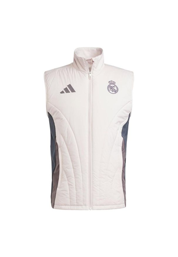 Adidas - Bezrękawnik Real Madrid Winterized. Kolor: szary, brązowy, wielokolorowy, fioletowy. Materiał: materiał. Długość rękawa: bez rękawów. Sport: piłka nożna