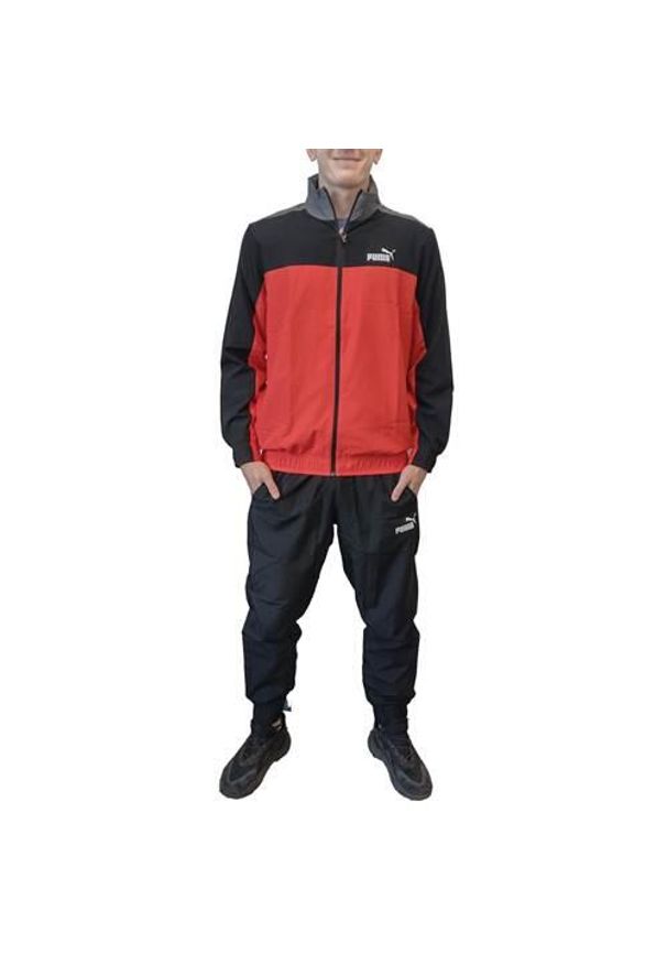 Dres sportowy męski Puma Woven. Kolor: czerwony, wielokolorowy. Materiał: dresówka