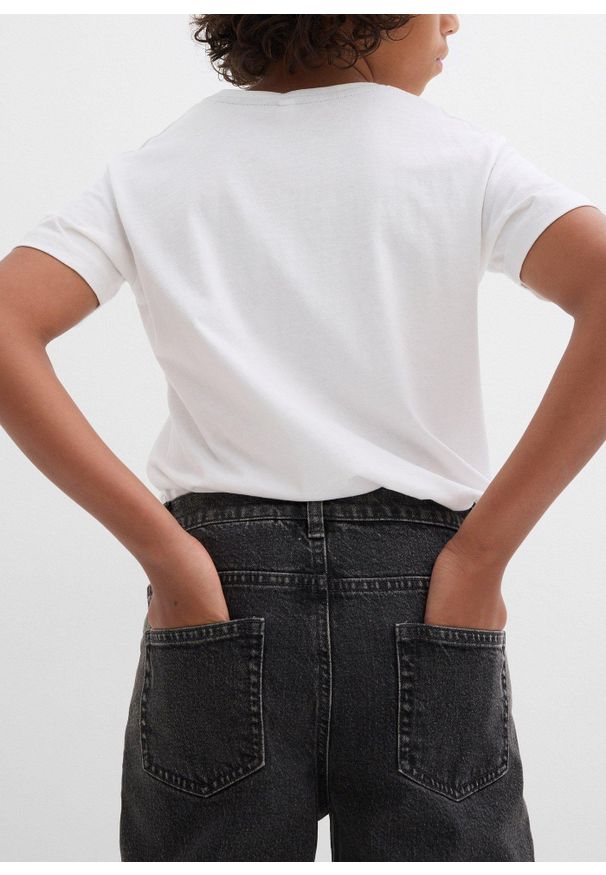 bonprix - Dżinsy cieniowane, loose fit, straight. Okazja: na co dzień. Kolor: szary. Styl: casual