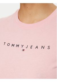 Tommy Jeans T-Shirt Linear DW0DW18398 Różowy Slim Fit. Kolor: różowy. Materiał: bawełna