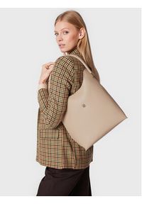 TOMMY HILFIGER - Tommy Hilfiger Torebka New Casual Hobo AW0AW13187 Beżowy. Kolor: beżowy. Materiał: skórzane. Styl: casual #5
