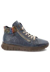 Niebieskie Botki Rieker Wygodne Buty Damskie. Kolor: niebieski #6