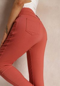 Renee - Pomarańczowe Spodnie Skinny z Talią High Waist Malga. Stan: podwyższony. Kolor: pomarańczowy. Długość: długie