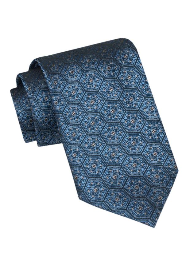 Angelo di Monti - Krawat Męski - Niebieski w Geometryczny Wzór. Kolor: niebieski. Materiał: tkanina. Wzór: geometria. Styl: elegancki, wizytowy