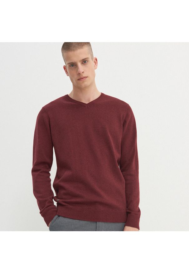 House - Sweter z bawełny organicznej - Bordowy. Kolor: czerwony. Materiał: bawełna