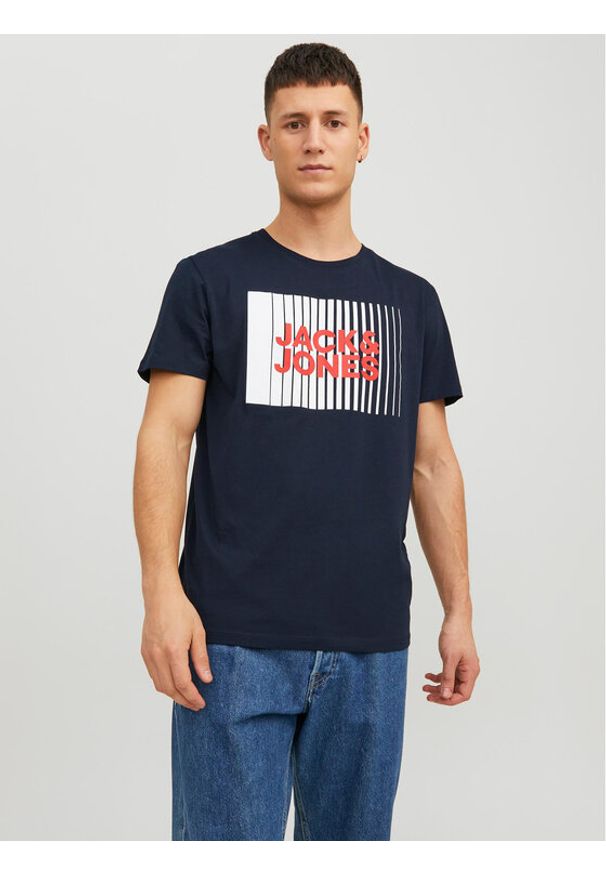 Jack & Jones - Jack&Jones T-Shirt Corp 12233999 Granatowy Standard Fit. Kolor: niebieski. Materiał: bawełna