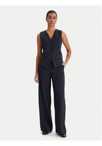 Weekend Max Mara Spodnie palazzo Visivo 2615131041 Granatowy Relaxed Fit. Kolor: niebieski. Materiał: wełna #3