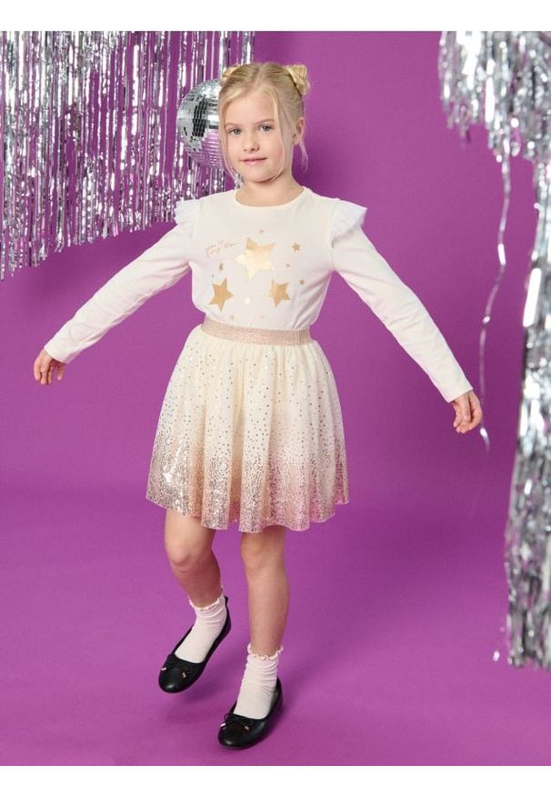 Sinsay - Koszulka z długimi rękawami - kremowy. Kolor: kremowy. Długość rękawa: długi rękaw. Długość: długie