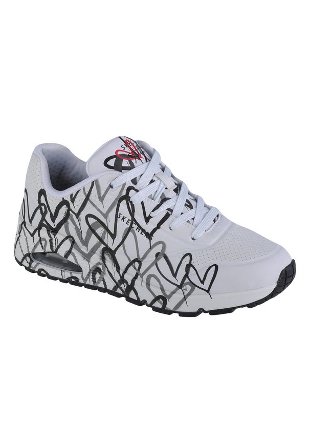 skechers - Buty do chodzenia damskie Skechers Uno Spread The Love. Zapięcie: sznurówki. Kolor: biały. Materiał: materiał, syntetyk. Szerokość cholewki: normalna. Model: Skechers Sport. Sport: turystyka piesza