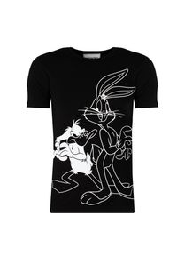 Iceberg T-Shirt "Bugs & Daffy" | F012639A | Mężczyzna | Czarny. Okazja: na co dzień. Kolor: czarny. Materiał: bawełna, elastan. Wzór: nadruk. Styl: klasyczny, casual, elegancki