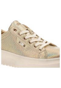 Big-Star - Złote Sneakersy Big Star Stylowe Obuwie Damskie Na Grubej Podeszwie. Okazja: na co dzień. Zapięcie: sznurówki. Kolor: złoty. Materiał: materiał. Szerokość cholewki: normalna #8