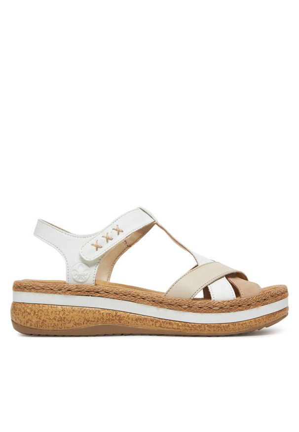 Rieker Sandały V0919-80 Biały. Kolor: biały. Materiał: materiał