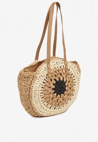Renee - Beżowo-Czarna Pleciona Torebka w Stylu Boho Ulofina. Kolor: czarny. Sezon: lato. Styl: boho #3