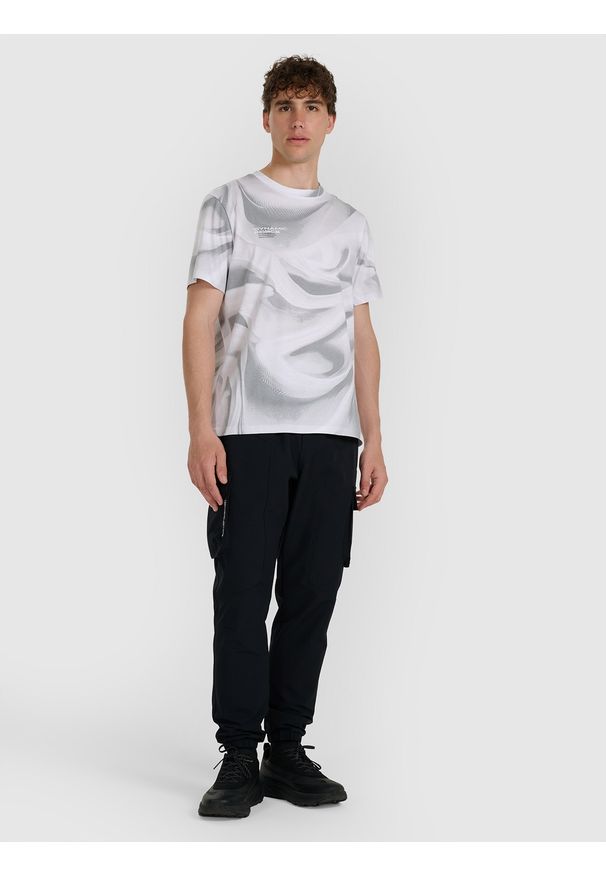 4f - 4F T-shirt regular z nadrukiem męski - biały XXL. Okazja: na co dzień. Kolor: biały. Materiał: bawełna. Wzór: nadruk. Styl: casual