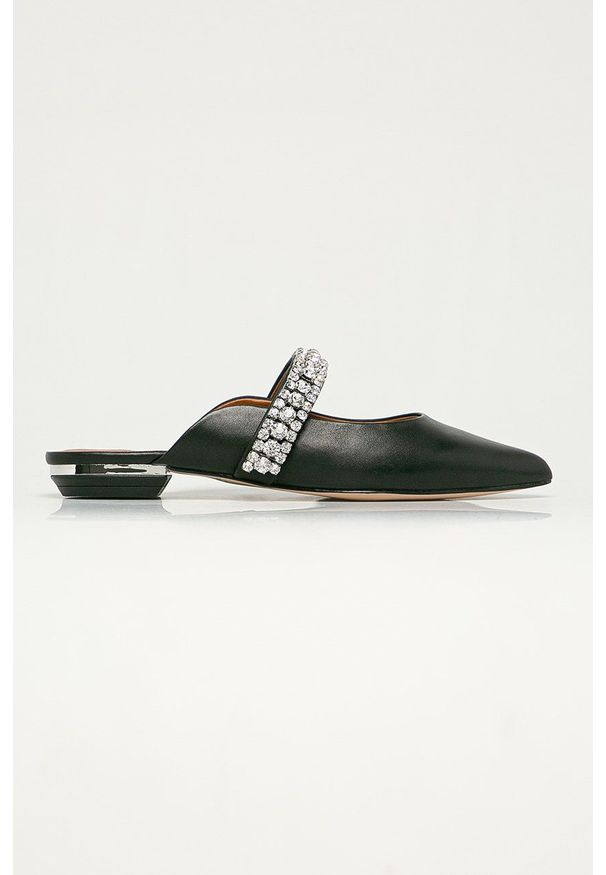 Kurt Geiger London - Klapki skórzane Princely. Kolor: czarny. Materiał: skóra. Wzór: gładki
