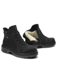Czarne Botki Rieker Wygodne Buty Damskie. Kolor: czarny. Materiał: syntetyk, futro, skóra ekologiczna. Sezon: zima. Styl: elegancki #6