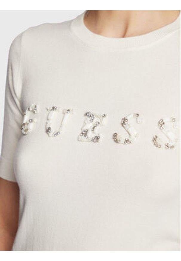 Guess Sweter W3RR46 Z2NQ2 Écru Slim Fit. Materiał: wiskoza