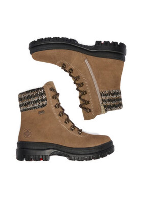 Rieker Trzewiki CEO-X8233-64 Beżowy. Kolor: beżowy. Materiał: zamsz, skóra