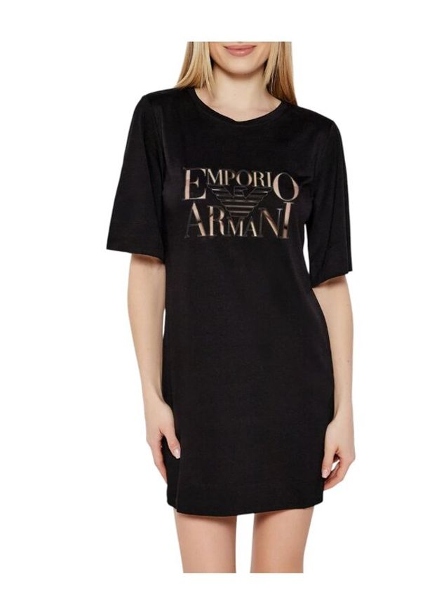 Emporio Armani Sukienka codzienna EW000618 AF12187 UC001 Czarny Loose Fit. Okazja: na co dzień. Kolor: czarny. Materiał: wiskoza. Typ sukienki: proste. Styl: casual