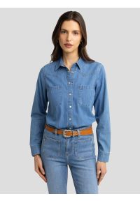 Big-Star - Koszula damska jeansowa niebieska Aranna 145. Typ kołnierza: kołnierzyk klasyczny. Kolor: niebieski. Materiał: jeans. Styl: vintage, klasyczny #7